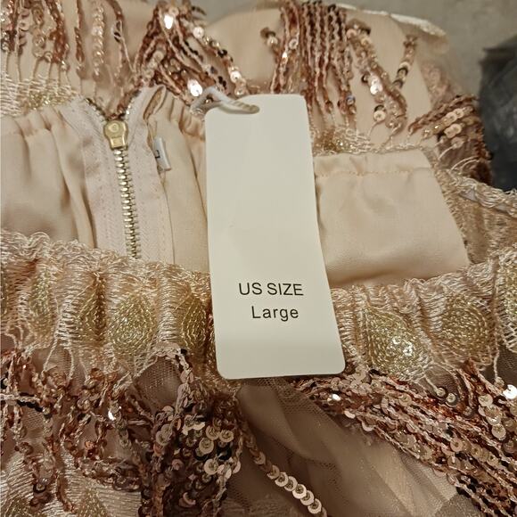 Chartou Off The Shoulder Fringed Sequin Party Style Dress NWT - Picture 8 of 11